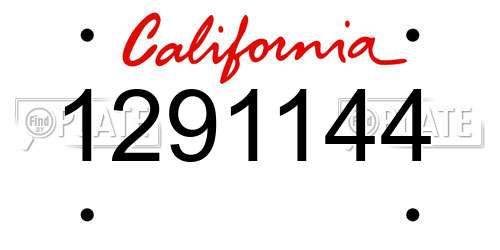 1291144 California License Plate