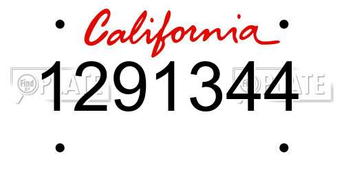 1291344 California License Plate