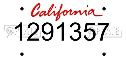 1291357 California License Plate