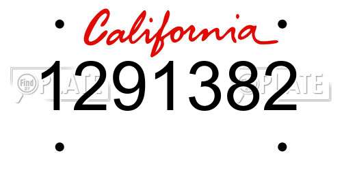 1291382 California License Plate