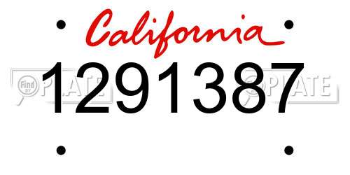 1291387 California License Plate