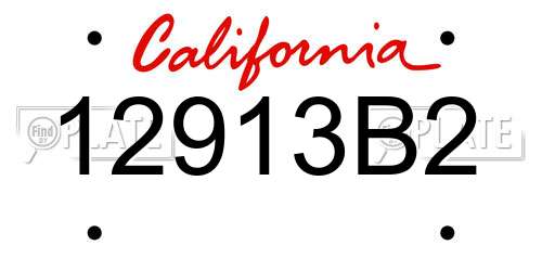 12913B2 California License Plate