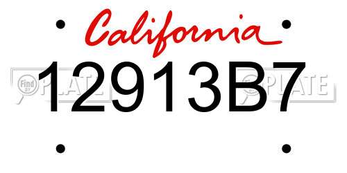 12913B7 California License Plate