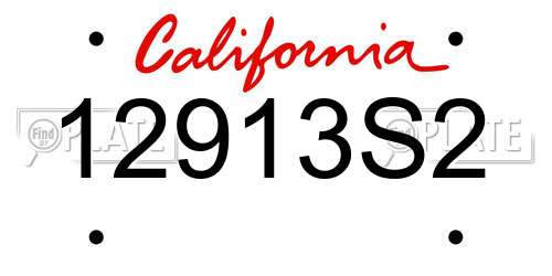 12913S2 California License Plate