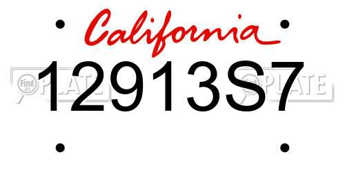 12913S7 California License Plate