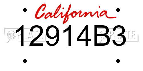 12914B3 California License Plate