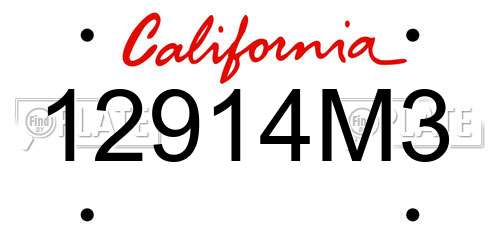12914M3 California License Plate