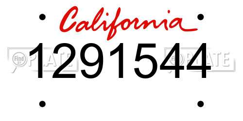 1291544 California License Plate