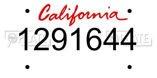 1291644 California License Plate