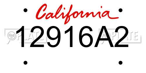 12916A2 California License Plate