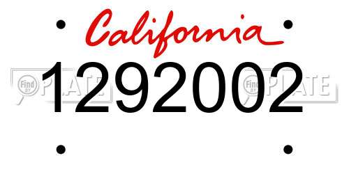 1292002 California License Plate