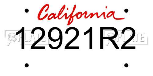 12921R2 California License Plate