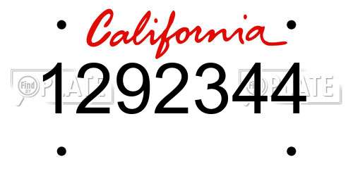 1292344 California License Plate