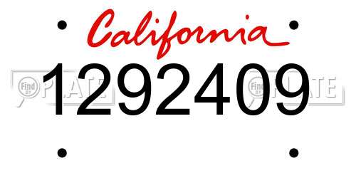 1292409 California License Plate