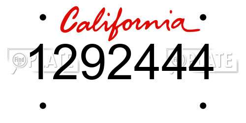 1292444 California License Plate