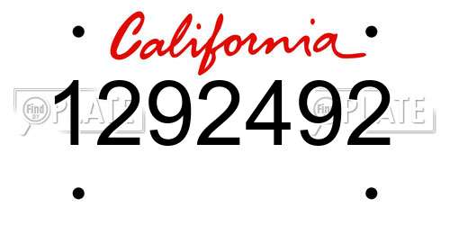 1292492 California License Plate