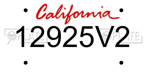 12925V2 California License Plate