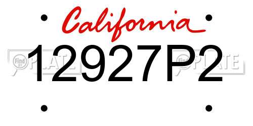 12927P2 California License Plate
