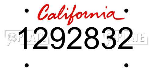 1292832 California License Plate