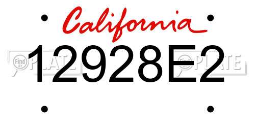 12928E2 California License Plate