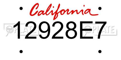 12928E7 California License Plate