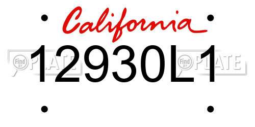 12930L1 California License Plate