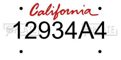 12934A4 California License Plate
