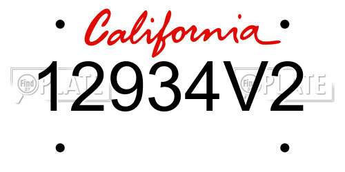12934V2 California License Plate