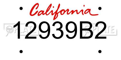 12939B2 California License Plate