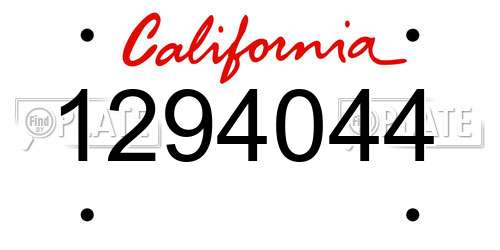 1294044 California License Plate