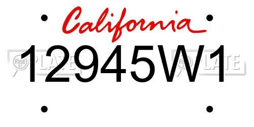 12945W1 California License Plate
