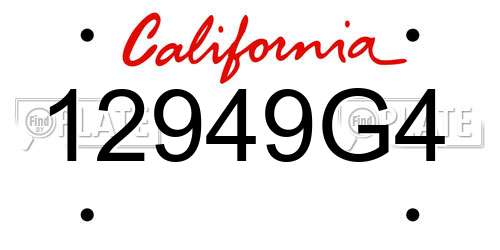 12949G4 California License Plate