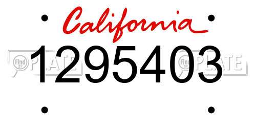 1295403 California License Plate