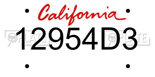 12954D3 California License Plate