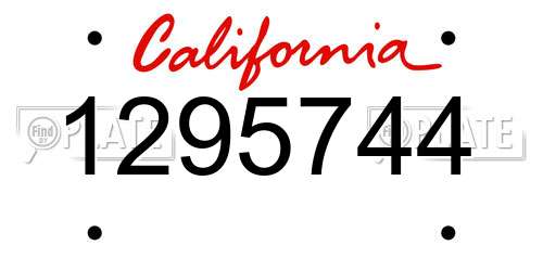 1295744 California License Plate