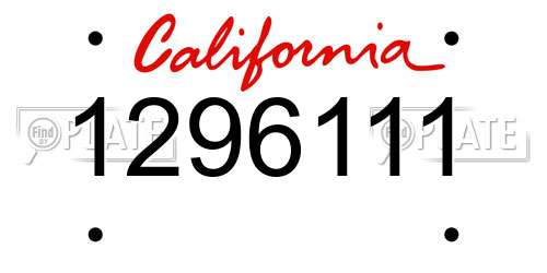 1296111 California License Plate