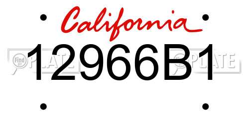12966B1 California License Plate