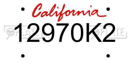 12970K2 California License Plate