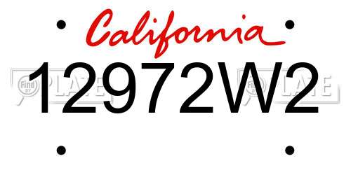 12972W2 California License Plate