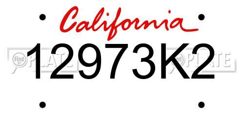 12973K2 California License Plate
