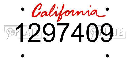 1297409 California License Plate