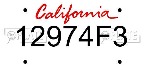 12974F3 California License Plate