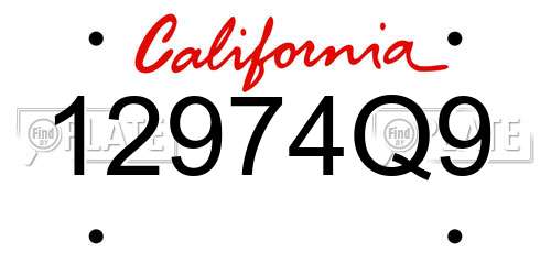 12974Q9 California License Plate