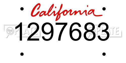1297683 California License Plate