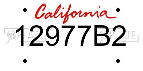 12977B2 California License Plate