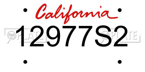 12977S2 California License Plate
