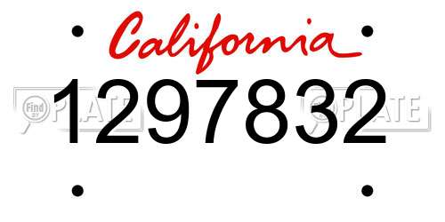 1297832 California License Plate