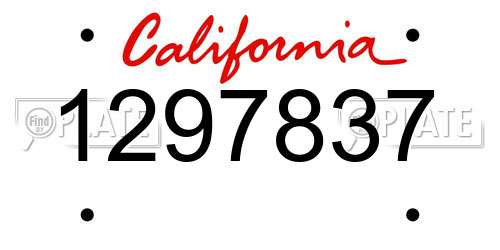 1297837 California License Plate