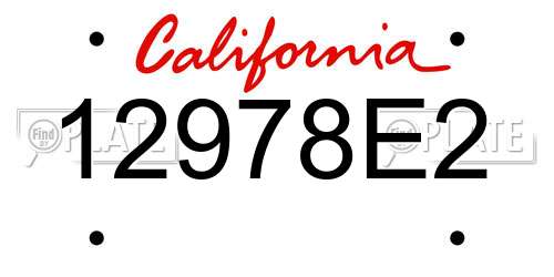 12978E2 California License Plate