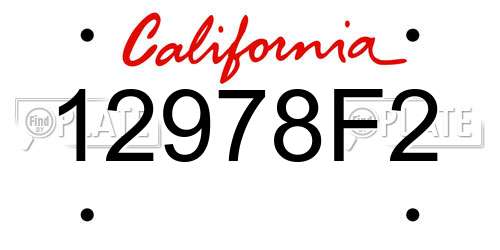 12978F2 California License Plate